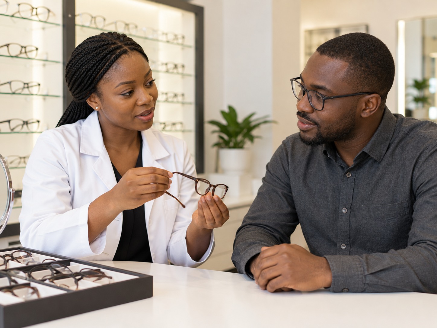 Vision Correction & Optical Care — Prescription eyewear dispensing with guidance on frames and lenses.